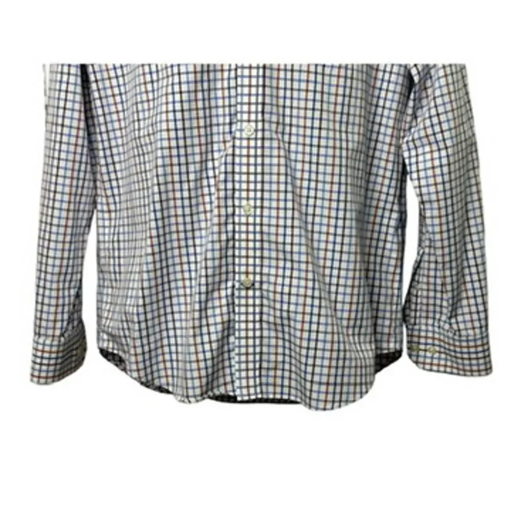 Banana Republic Non-Iron Classic Fit White Blue Red Check Button Up Shirt Medium